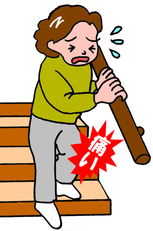 階段で膝が痛む様子